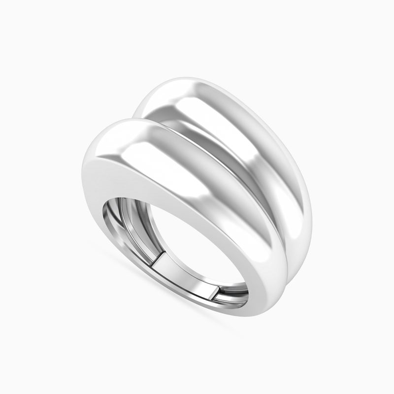 Waves by L'azurde Curved Ring In Silver - Image 3